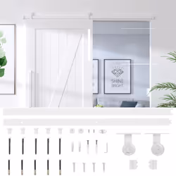 vidaXL Sliding Door Hardware Kit 200 cm Steel White Sliding Barn Door Track - Additional view 5