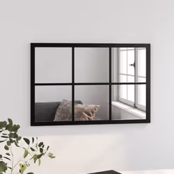 vidaXL Wall Mirror Hallway Makeup Mirror Hanging Mirror Black Rectangle Iron - 60 x 40 cm
