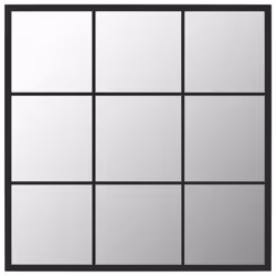 vidaXL Wall Mirror Hallway Makeup Mirror Hanging Mirror Black Rectangle Iron - 60 x 60 cm