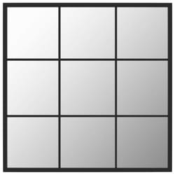 vidaXL Wall Mirror Hallway Makeup Mirror Hanging Mirror Black Rectangle Iron - 60 x 60 cm