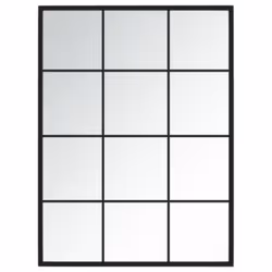 vidaXL Wall Mirror Hallway Makeup Mirror Hanging Mirror Black Rectangle Iron - 80 x 60 cm