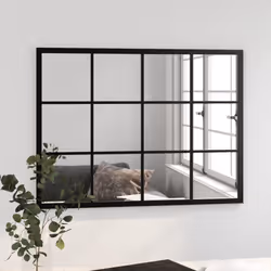vidaXL Wall Mirror Hallway Makeup Mirror Hanging Mirror Black Rectangle Iron - 80 x 60 cm
