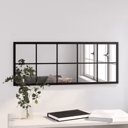 vidaXL Wall Mirror Hallway Makeup Mirror Hanging Mirror Black Rectangle Iron - 100 x 40 cm - Additional view 4