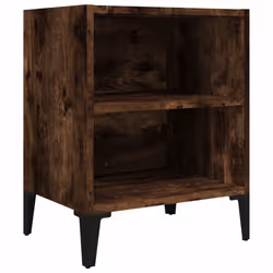 vidaXL 1/2x Bed Cabinet with Metal Legs 40x30x50 cm Nightstand Multi Colors - smoked oak, 1 - Additional view 3