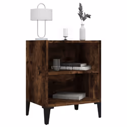 vidaXL 1/2x Bed Cabinet with Metal Legs 40x30x50 cm Nightstand Multi Colors - smoked oak, 1 - Additional view 6