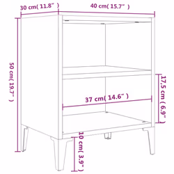 vidaXL 1/2x Bed Cabinet with Metal Legs 40x30x50 cm Nightstand Multi Colors - smoked oak, 1 - Additional view 8