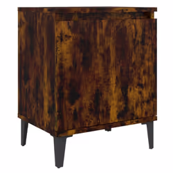 vidaXL Bed Cabinet with Metal Legs Nightstand Side Table Bedroom Bed Table - smoked oak, 2 - Additional view 6