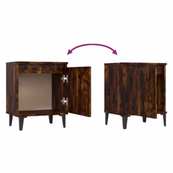 vidaXL Bed Cabinet with Metal Legs Nightstand Side Table Bedroom Bed Table - smoked oak, 2 - Additional view 7