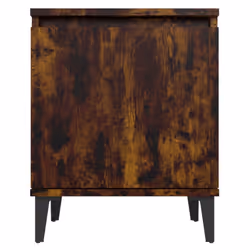 vidaXL Bed Cabinet with Metal Legs Nightstand Side Table Bedroom Bed Table - smoked oak, 2 - Additional view 8