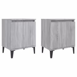 vidaXL Bed Cabinet with Metal Legs Nightstand Side Table Bedroom Bed Table - grey sonoma, 2 - Additional view 3