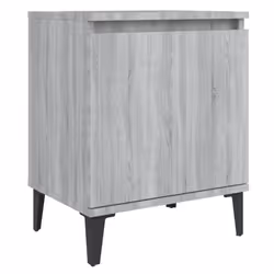 vidaXL Bed Cabinet with Metal Legs Nightstand Side Table Bedroom Bed Table - grey sonoma, 2 - Additional view 6