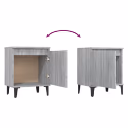 vidaXL Bed Cabinet with Metal Legs Nightstand Side Table Bedroom Bed Table - grey sonoma, 2 - Additional view 7