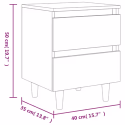 vidaXL Solid Wood Bed Cabinet with Legs Smoked Oak Bedside Storage Cabinet - Additional view 5