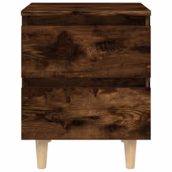 vidaXL Solid Wood Bed Cabinet with Legs Smoked Oak Bedside Storage Cabinet - Additional view 6