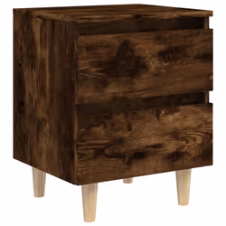 vidaXL 2x Solid Wood Bed Cabinets with Legs Smoked Oak Bedside Storage Cabinet - Additional view 6