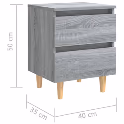 vidaXL 2x Solid Wood Bed Cabinets with Legs Grey Sonoma Side Storage Cabinet - Additional view 8