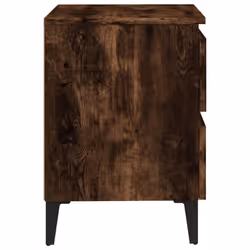 vidaXL Bed Cabinet with Metal Legs Smoked Oak Bedside Table Storage Cabinet - Additional view 7