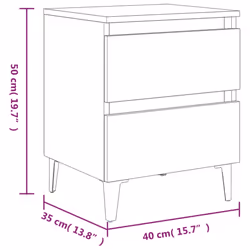 vidaXL 2x Bed Cabinets with Metal Legs Smoked Oak Side Table Storage Cabinet - Additional view 5