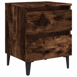 vidaXL 2x Bed Cabinets with Metal Legs Smoked Oak Side Table Storage Cabinet - Additional view 6