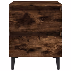 vidaXL 2x Bed Cabinets with Metal Legs Smoked Oak Side Table Storage Cabinet - Additional view 7