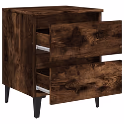 vidaXL 2x Bed Cabinets with Metal Legs Smoked Oak Side Table Storage Cabinet - Additional view 9