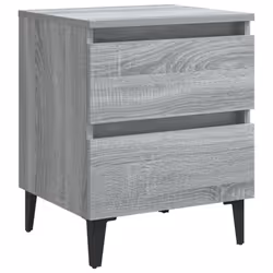 vidaXL Bed Cabinet with Metal Legs Grey Sonoma Bedside Table Storage Cabinet