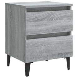 vidaXL Bed Cabinet with Metal Legs Grey Sonoma Bedside Table Storage Cabinet
