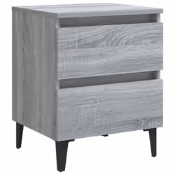 vidaXL Bed Cabinet with Metal Legs Grey Sonoma Bedside Table Storage Cabinet