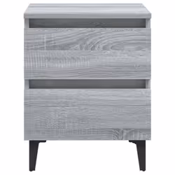 vidaXL Bed Cabinet with Metal Legs Grey Sonoma Bedside Table Storage Cabinet - Additional view 4