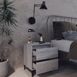 vidaXL Bed Cabinet with Metal Legs Grey Sonoma Bedside Table Storage Cabinet - Additional view 7
