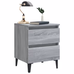 vidaXL Bed Cabinet with Metal Legs Grey Sonoma Bedside Table Storage Cabinet - Additional view 8