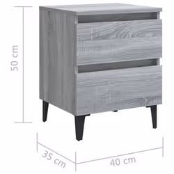 vidaXL Bed Cabinet with Metal Legs Grey Sonoma Bedside Table Storage Cabinet - Additional view 9