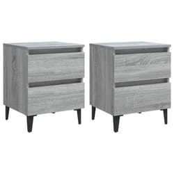 vidaXL 2x Bed Cabinets with Metal Legs Grey Sonoma Side Table Storage Cabinet