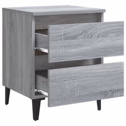 vidaXL 2x Bed Cabinets with Metal Legs Grey Sonoma Side Table Storage Cabinet - Additional view 7