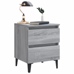vidaXL 2x Bed Cabinets with Metal Legs Grey Sonoma Side Table Storage Cabinet - Additional view 8