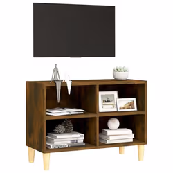 vidaXL TV Cabinet & Solid Wood Legs 103.5x30x50 cm/69.5x30x50 cm Multi Colours - smoked oak, 69.5 x 30 x 50 cm - Additional view 4
