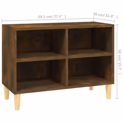 vidaXL TV Cabinet & Solid Wood Legs 103.5x30x50 cm/69.5x30x50 cm Multi Colours - smoked oak, 69.5 x 30 x 50 cm - Additional view 5