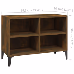 vidaXL TV Cabinet & Metal Legs 103.5x30x50 cm/69.5x30x50 cm Multi Colours - smoked oak, 69.5 cm - Additional view 5
