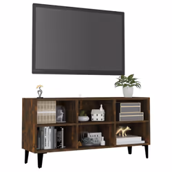 vidaXL TV Cabinet & Metal Legs 103.5x30x50 cm/69.5x30x50 cm Multi Colours - smoked oak, 103.5 cm