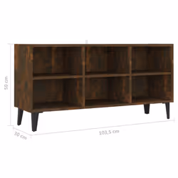vidaXL TV Cabinet & Metal Legs 103.5x30x50 cm/69.5x30x50 cm Multi Colours - smoked oak, 103.5 cm - Additional view 5