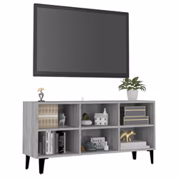 vidaXL TV Cabinet & Metal Legs 103.5x30x50 cm/69.5x30x50 cm Multi Colours - grey sonoma, 103.5 cm