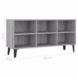vidaXL TV Cabinet & Metal Legs 103.5x30x50 cm/69.5x30x50 cm Multi Colours - grey sonoma, 103.5 cm