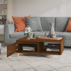 vidaXL Coffee Table Couch Tea Side Table Chipboard 90x60x35 cm Multi Colours - brown oak - Additional view 4