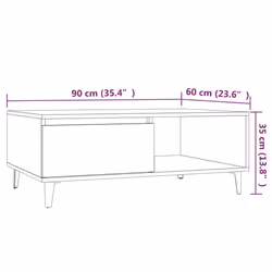 vidaXL Coffee Table Couch Tea Side Table Chipboard 90x60x35 cm Multi Colours - grey sonoma - Additional view 5