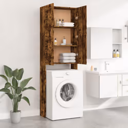 vidaXL Washing Machine Cabinet Bathroom Laundry Room Cupboard Storage Rack - smoked oak