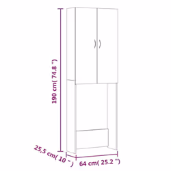 vidaXL Washing Machine Cabinet Bathroom Laundry Room Cupboard Storage Rack - smoked oak - Additional view 4