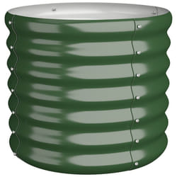 vidaXL Garden Planter Flower Pot Planter Pot Powder-coated Steel Raised Bed - green, 40 x 40 x 36 cm