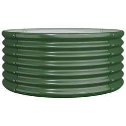 vidaXL Garden Planter Flower Pot Planter Pot Powder-coated Steel Raised Bed - green, 80 x 80 x 36 cm