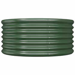 vidaXL Garden Planter Flower Pot Planter Pot Powder-coated Steel Raised Bed - green, 80 x 80 x 36 cm