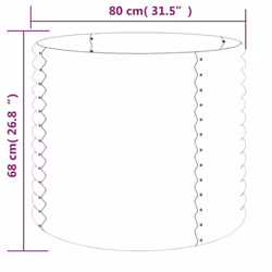 vidaXL Garden Planter Flower Pot Planter Pot Powder-coated Steel Raised Bed - grey, 80 x 80 x 68 cm